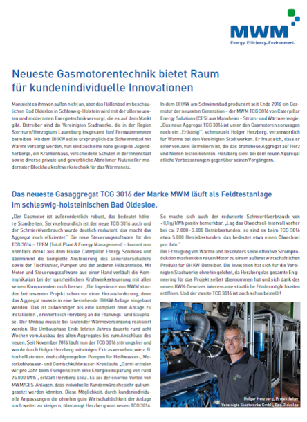 Reference Sheet Municipal Utility Bad Oldesloe DE